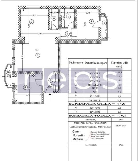 Apartament cu 3 camere semidecomandat, mobilat în Vitan
