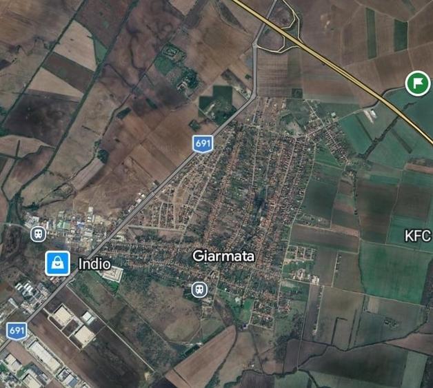 Giarmata- teren intravilan- 2 fronturi stradale - 961 mp - 1