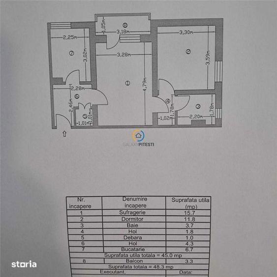 Exclusiv!!! Apartament doua camere Calea Bucuresti, etaj 3, liber - 1