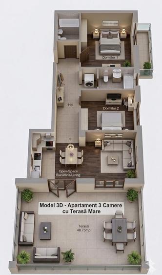 Urgent Zona Baba Novac-Kamsas! Bloc nou.  3camere,dec. 130 mp, - 1