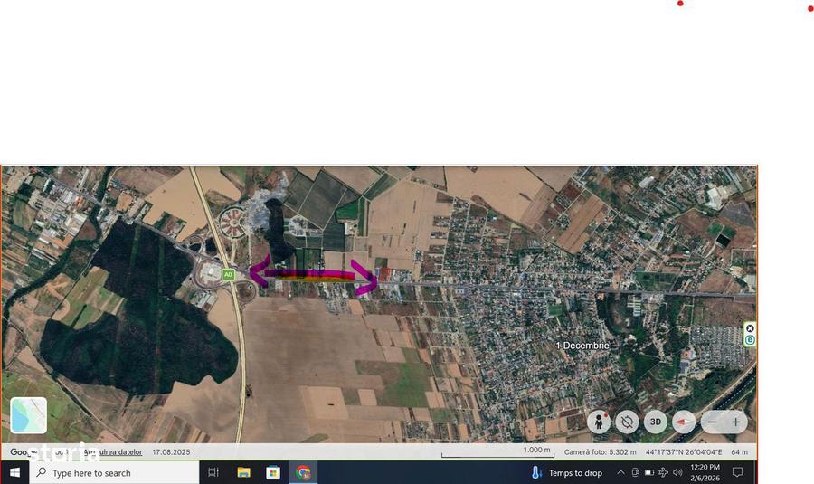 5000 mp , 1 Decembrie ,Ilfov teren cu deschidere 51 ml la DN5 - 3