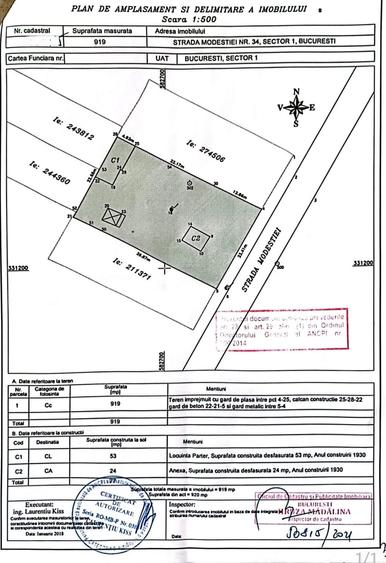 Bucureștii Noi teren intravilan 920 mp desch 24 m , apr pod Cta - 1