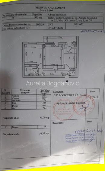 Apartament 2 camere, Gala?i, Mazepa 2, BL LC9, Scara 2, Ap. 38, etaj 1 Apartament 2 camere, Gala?i, Mazepa 2, BL LC9, Scara 2, Ap. 38, etaj 1