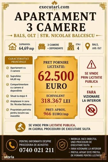 Apartament cu 3 camere în Central