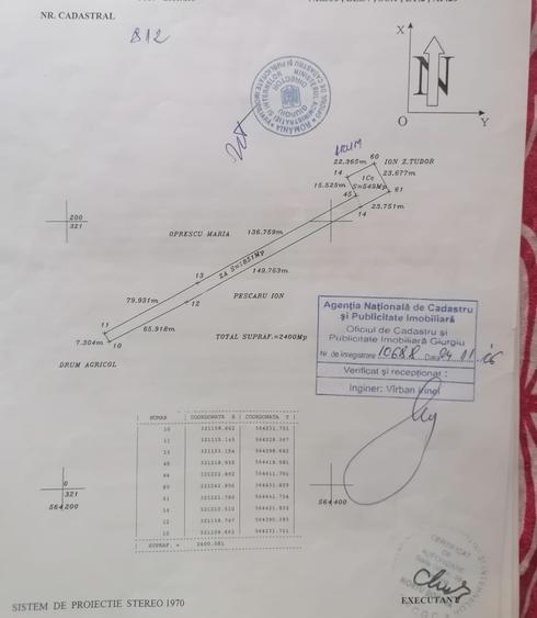 Teren intravilan - Gradinari - 2400 mp - liber - pretabil constructie casa - 1
