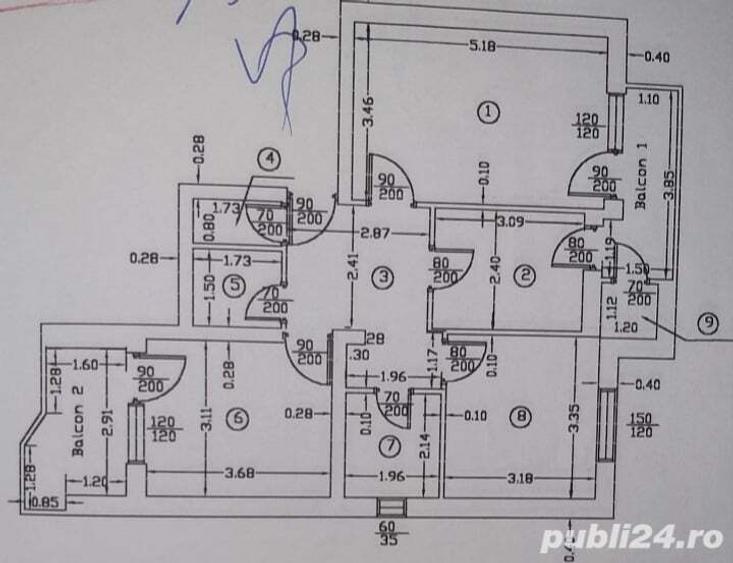 Vand apartament cu 3 camere - 1