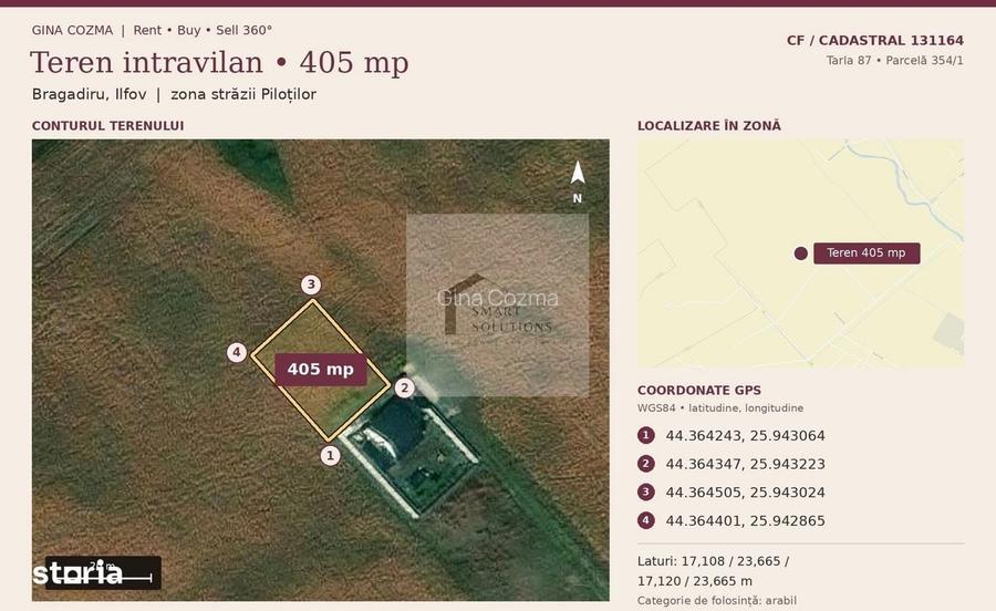 Teren intravilan 405 mp + cota din drumul de acces | Bragadiru