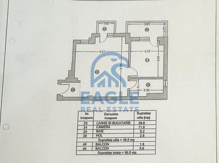 Apartament cu 2 camere nedecomandat în Km 5