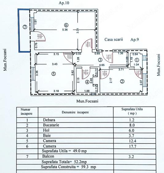 Apartament cu 2 camere decomandat în Est