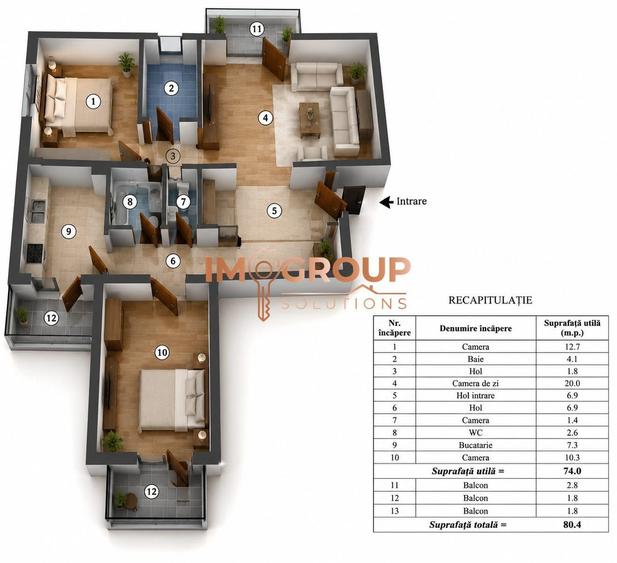 Apartament cu 3 camere în Dacia