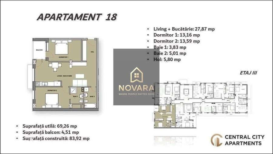 Apartament cu 2 camere în Cantemir