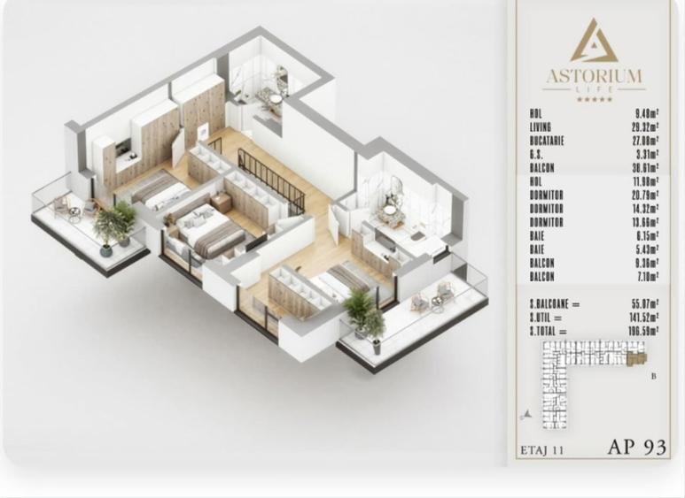 PENTHOUSE PESTE 141MP. UTILI IN PROIECTUL ASTORIUM LIFE! - 9