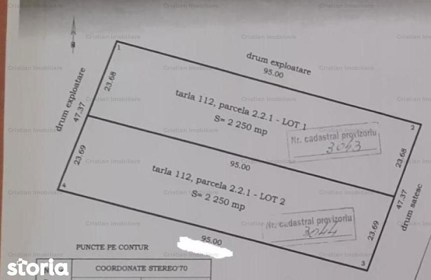 Teren intravilan de constructii 2250 mp, Chiscani, deschidere 22m - 2