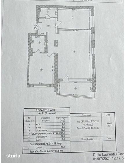 Apartament cu 3 camere în Decebal