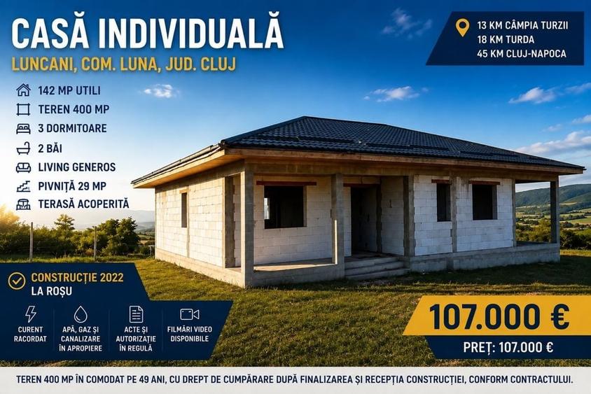 Casă cu 4 camere cu Teren 400 Mp în Luncanii de Jos