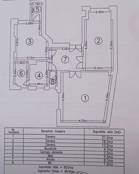 Apartament cu 3 camere decomandat în Central