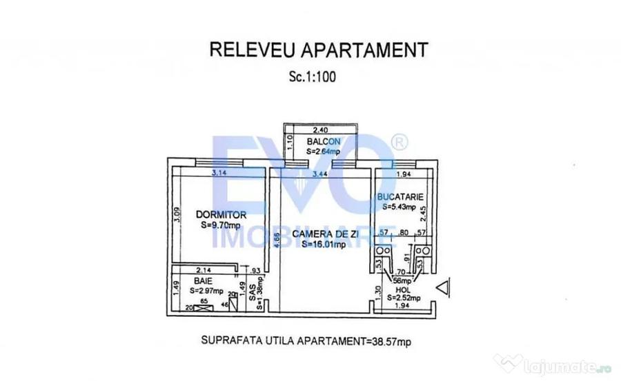 Apartament cu 2 camere, 41 mp, zona Pacurari Alpha Bank - 3
