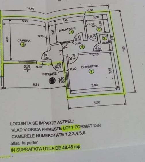 Casă individuală cu 2 camere cu Canalizare în Ultracentral