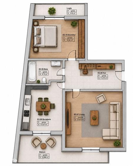 Apartament cu 2 camere în Tomis Plus