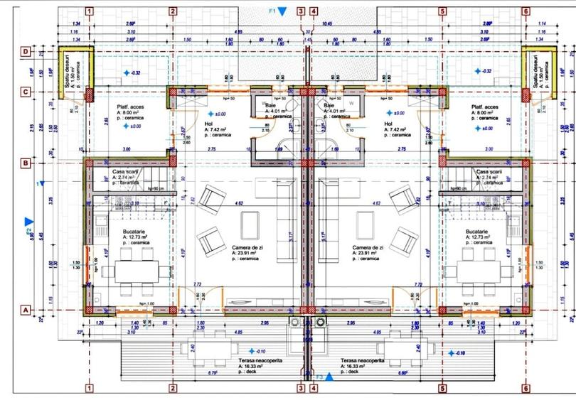 Duplex cu 4 camere cu Canalizare în Popești
