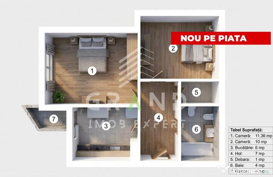 2 camere decomandate | Etaj intermediar | Zona accesibila | - 12