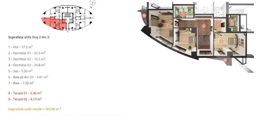 Penthouse cu 4 camere semidecomandat în Mănăștur