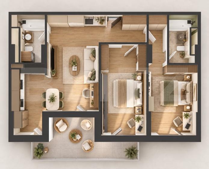 Apartament cu 3 camere decomandat în Iris