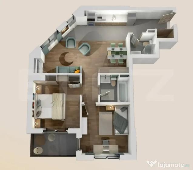 Apartament 3 camere, 2 bai, 67mp, zona Vivo - 1