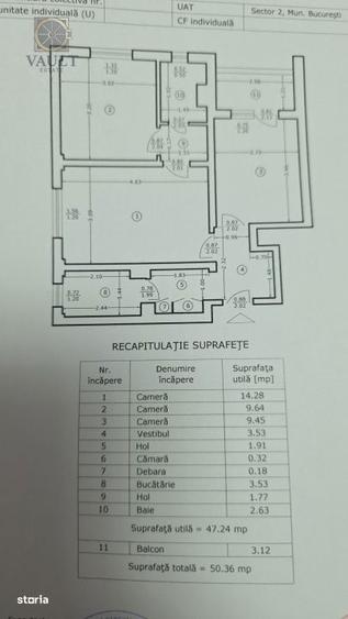 Apartament cu 3 camere semidecomandat, mobilat în Tei