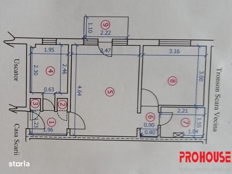 Apartament cu 2 camere semidecomandat în Letea