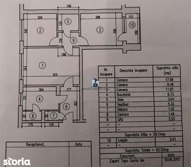 Apartament cu 3 camere semidecomandat în Giurgiului
