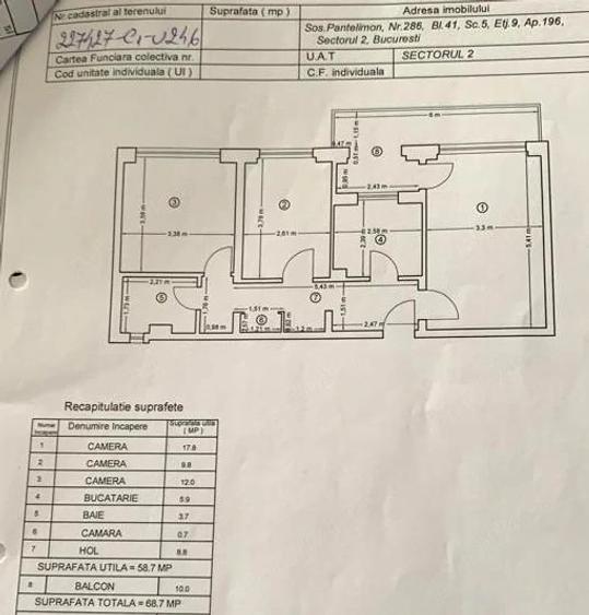 Apartament cu 3 camere decomandat, mobilat în Morarilor