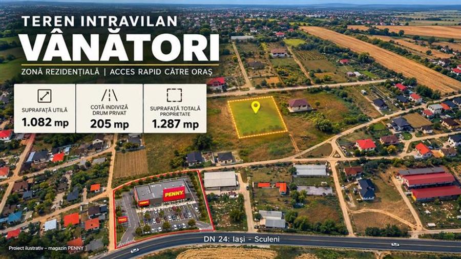 Teren Construcții intravilan de 1287 mp, în Nord-Est