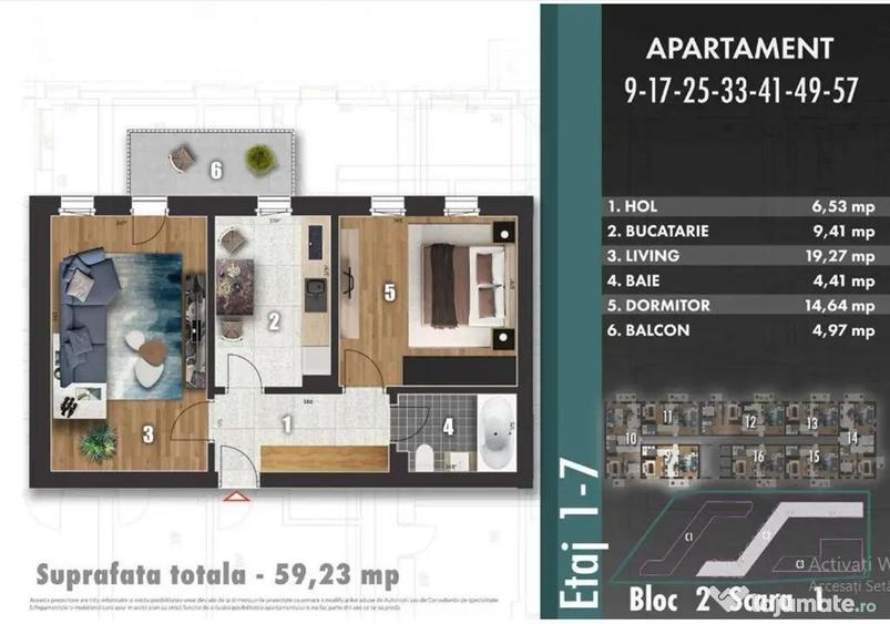 Apartament cu 2 camere decomandat în Metalurgiei