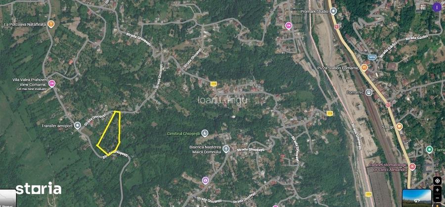 Comarnic Zona de vest 10381 mp intravilan cu gard la Dr Asfaltat