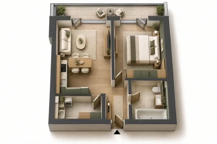 Apartament cu 2 camere decomandat în Ferdinand