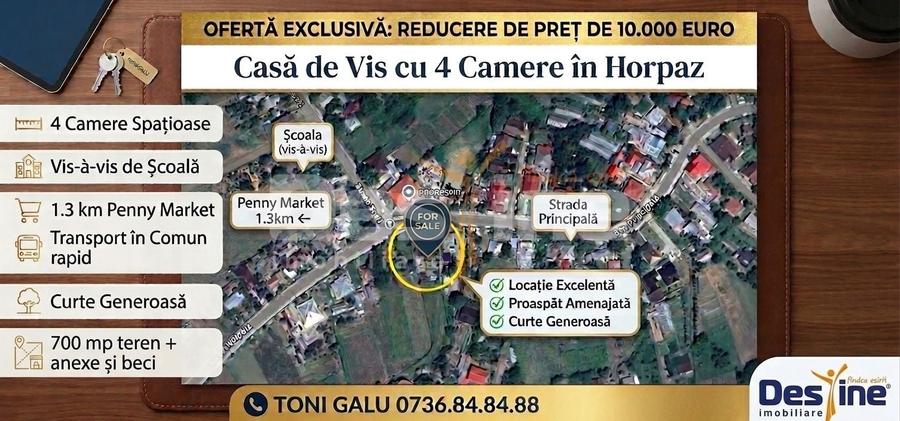 Casă individuală cu 4 camere cu Canalizare în Horpaz
