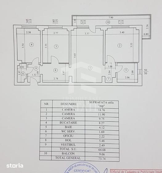 Apartament cu 3 camere semidecomandat în Militari