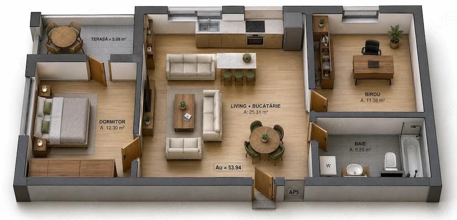Apartament cu 5 camere decomandat în Cristian