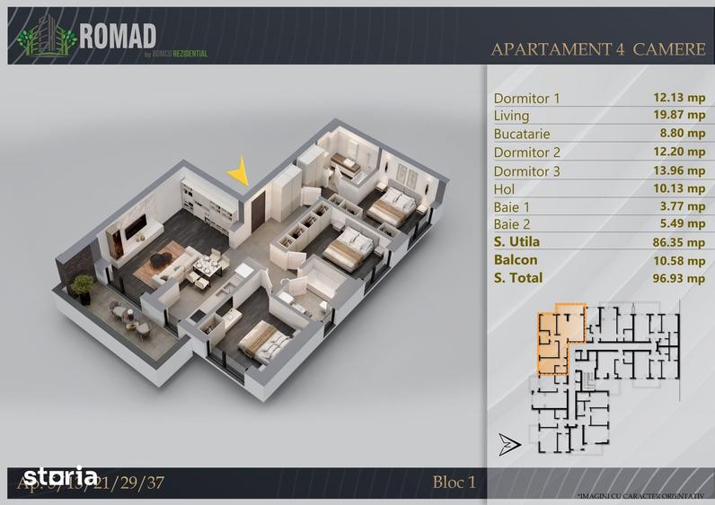 Apartament cu 4 camere în Industriilor