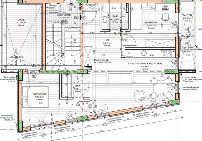 Apartament cu 3 camere semidecomandat în Central