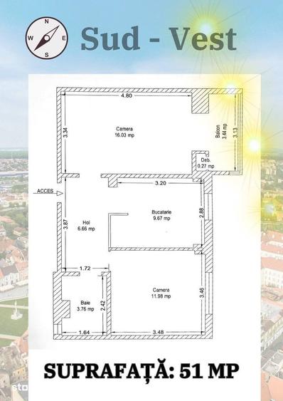 Apartament cu 2 camere decomandat, mobilat în Circumvalațiunii