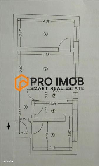 Apartament cu 2 camere semidecomandat în Central