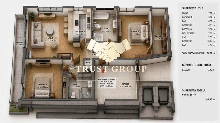 Apartament 3 camere + dressing + loc de parcare Bulevardul Unirii - 22