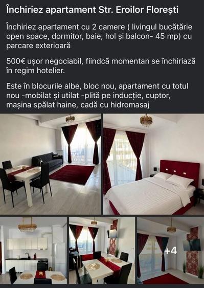 Apartament cu 2 camere în Florești