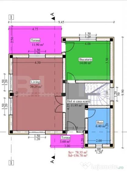 Casă cu 4 camere cu Teren 500 Mp în Central