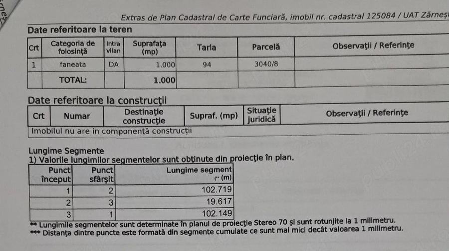 Teren de 1000 mp, în Central