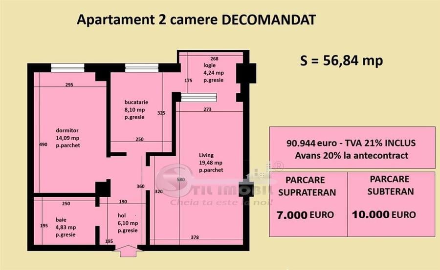 Apartament cu 2 camere decomandat în Cug