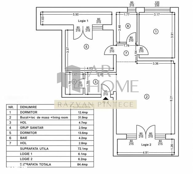 Apartament cu 3 camere decomandat în Păulești