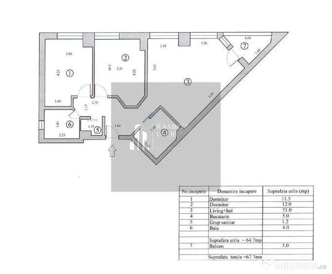 Apartament cu 3 camere decomandat în Nord